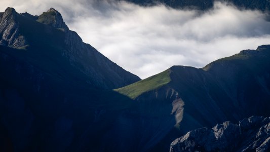 green and black mountain photo