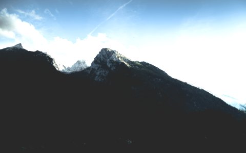 mountain range covered with ice photo