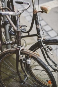 two brown and black commuter's bicycles photo