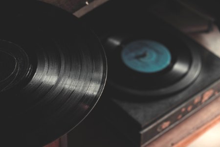black portable vinyl records photo