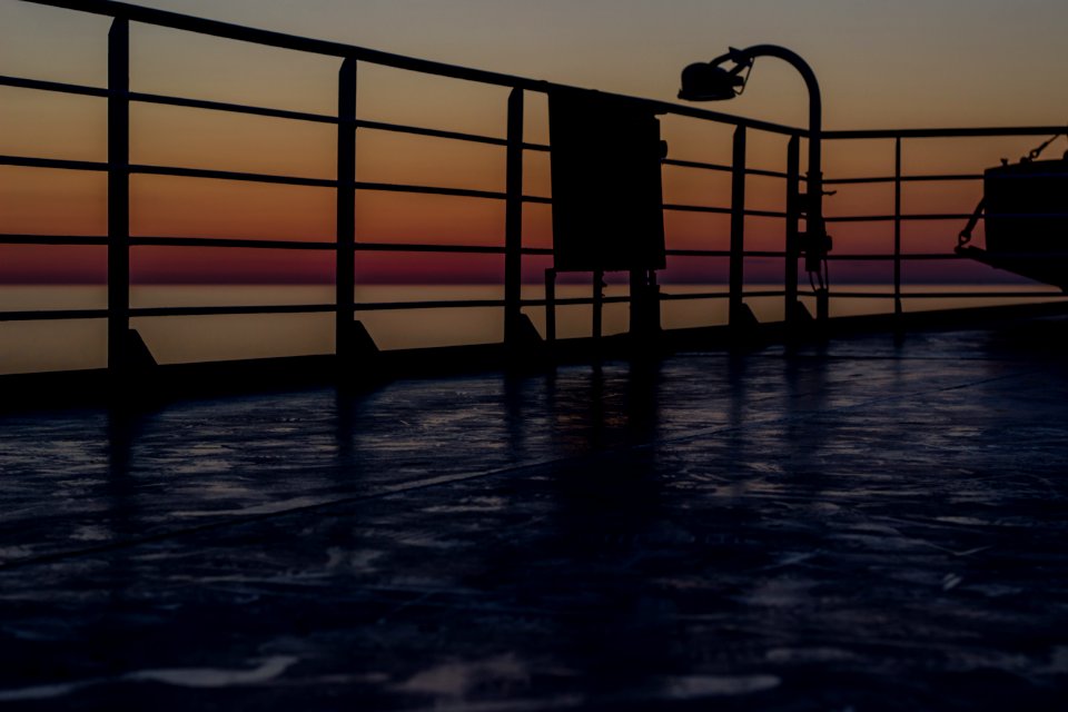Ship, Sunset, Reflection