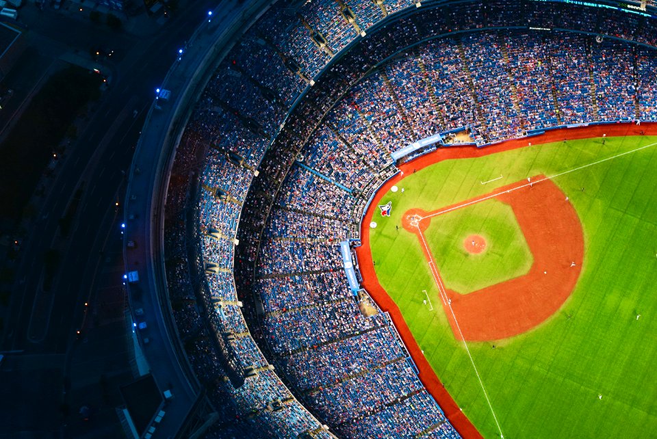 aerial photography of baseball stadium