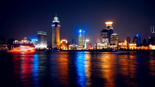 assorted tall buildings during night