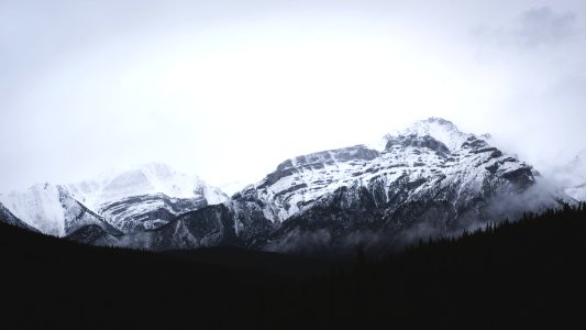 grayscale photography of snow covered mountain