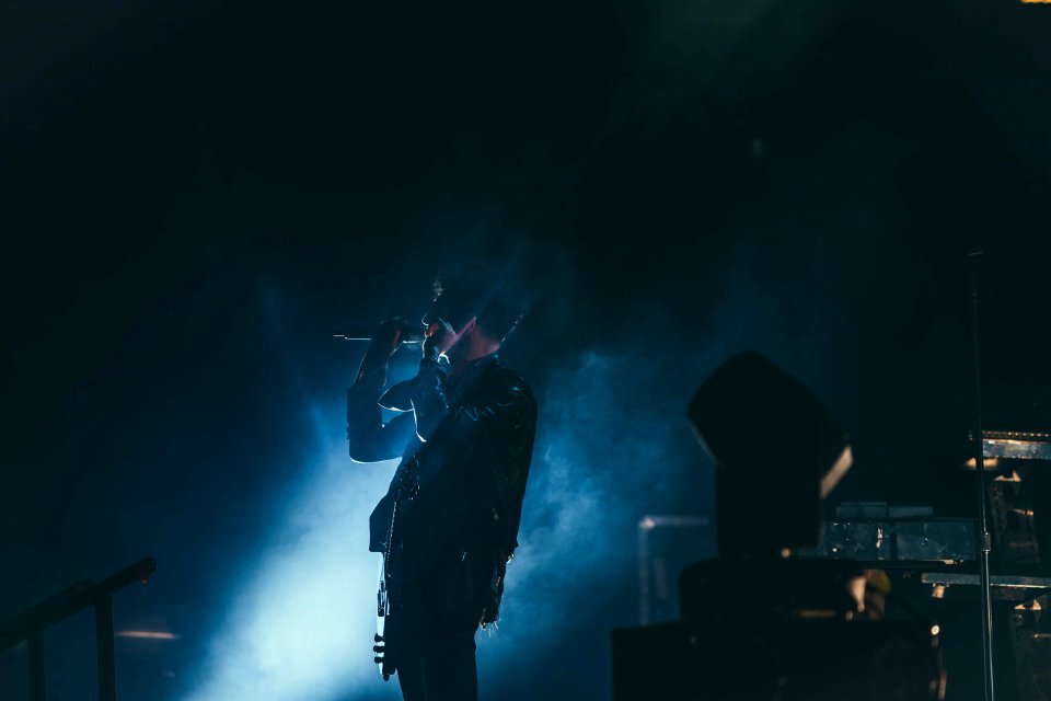 person holding microphone