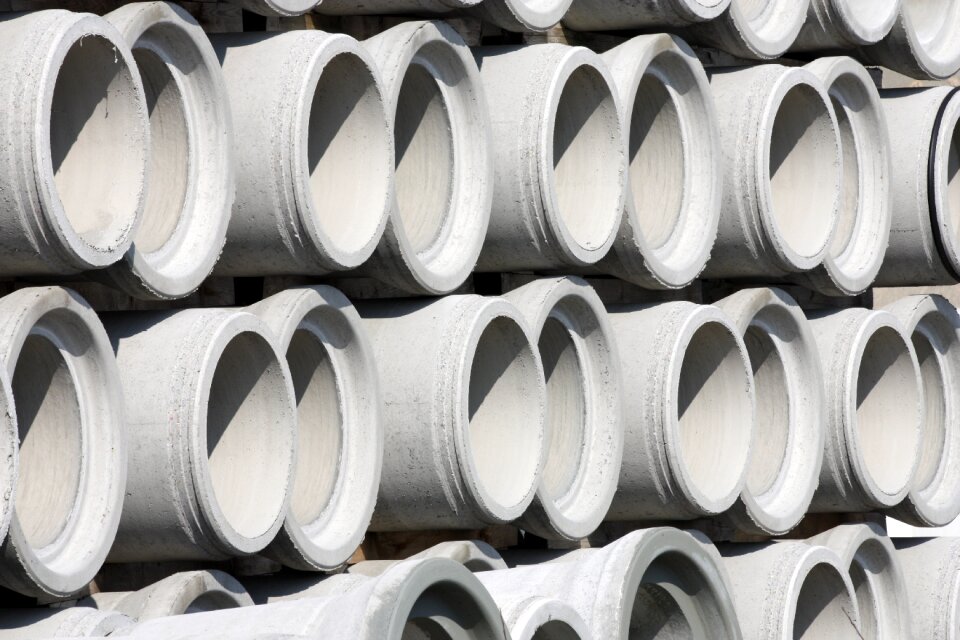 Grey waste pipe underground tube