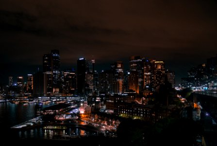 lighted high-rise buildings