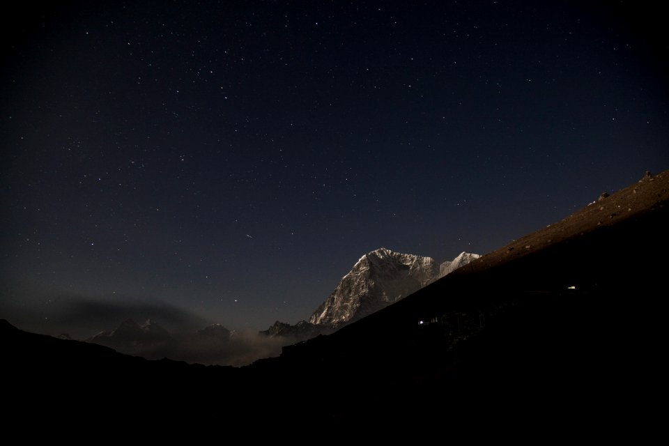 mountains at night time