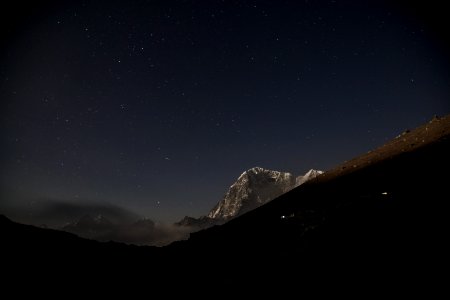 mountains at night time