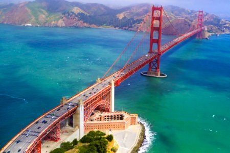 aerial view of Golden Gate Bridge photo