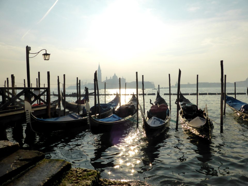Venice, Italy, Traghetto gondole molo