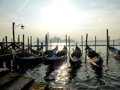 Venice, Italy, Traghetto gondole molo