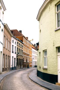 empty road between buildings