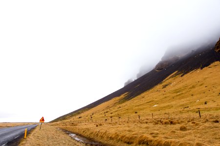 Isl, Road sign, Mist