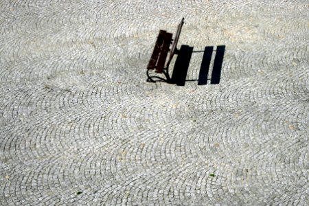 Shadow, Cobbles, Bench photo