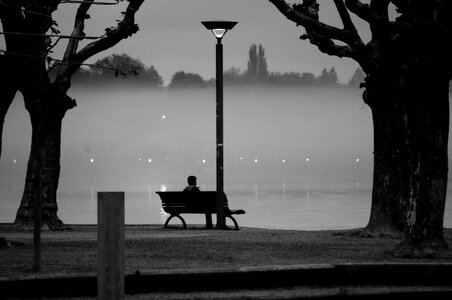 Black and white twilight water photo