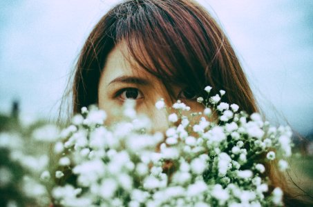 closeup photo of woman's face photo