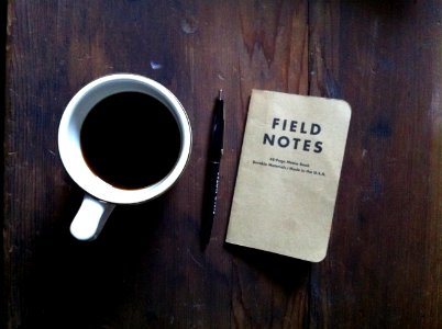 Wood, Pocket notebook, Pen photo