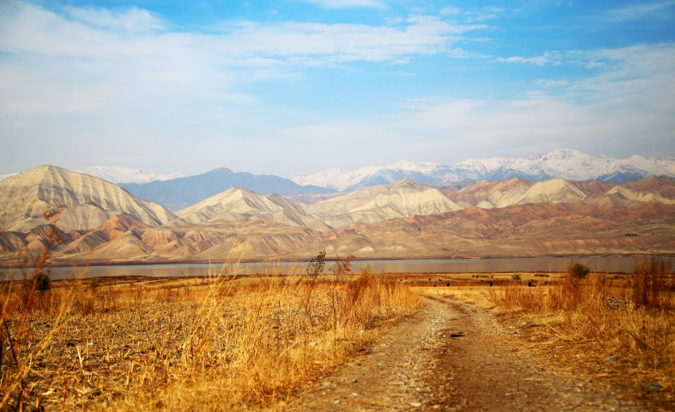 brown mountain under blue sky photo