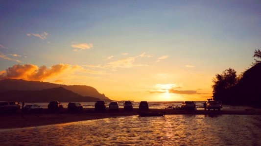 Kauai, Cars, Sunset photo