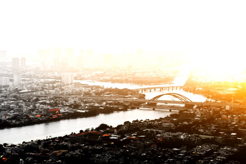 aerial photograph of a cityscape