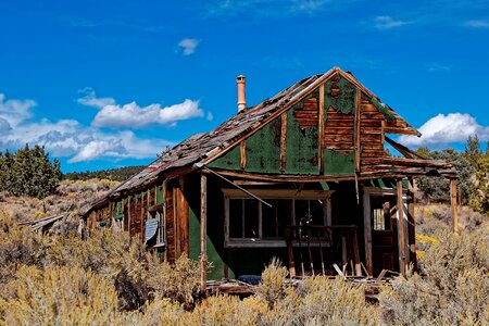 Abandoned ghost town blue