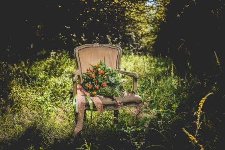 flower bouquet on armchair