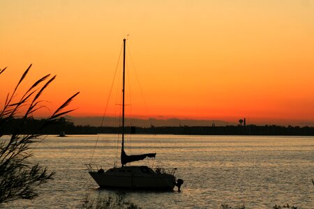 Evening sail lake sunset orange lake photo