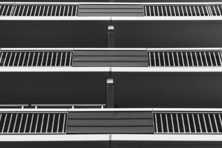 three stainless steel 3-storey building terrace rails