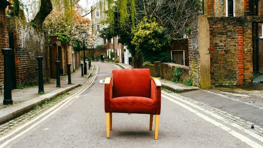 red and beige chair photo