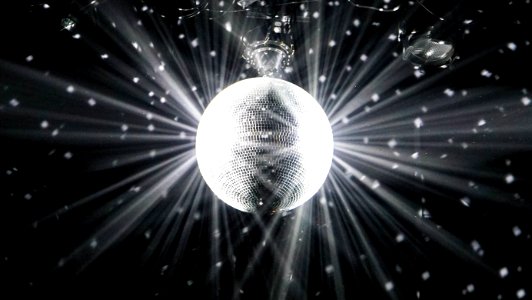 grayscale photography of disco ball