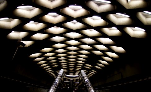 recessed light filled ceiling turned on