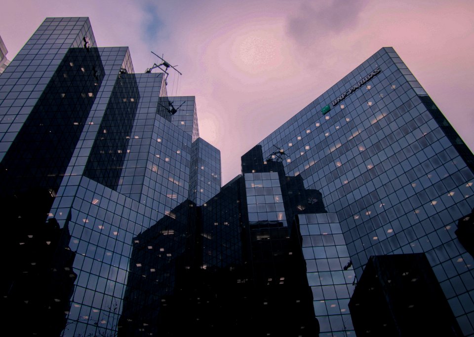 low-angle photography of curtain glass building