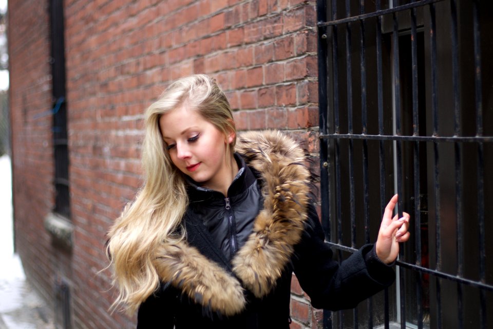 woman wearing black leather jacket