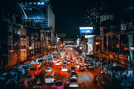 landscape of main road during night photo