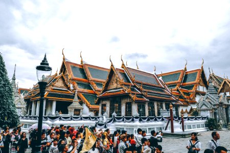 group of people neat temple photo