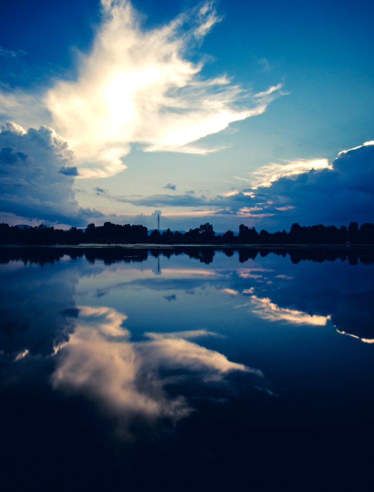 Reflection, Clouds, Lake