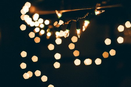 selective focus of string lights photo