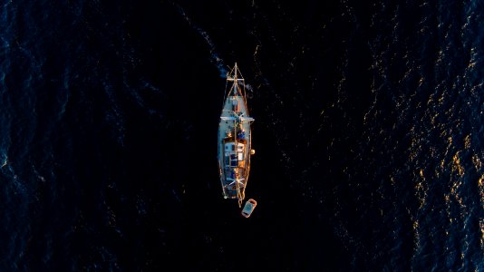 aerial view of white ship