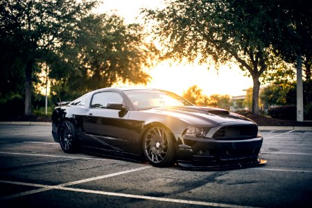 black Ford Mustang GT photo