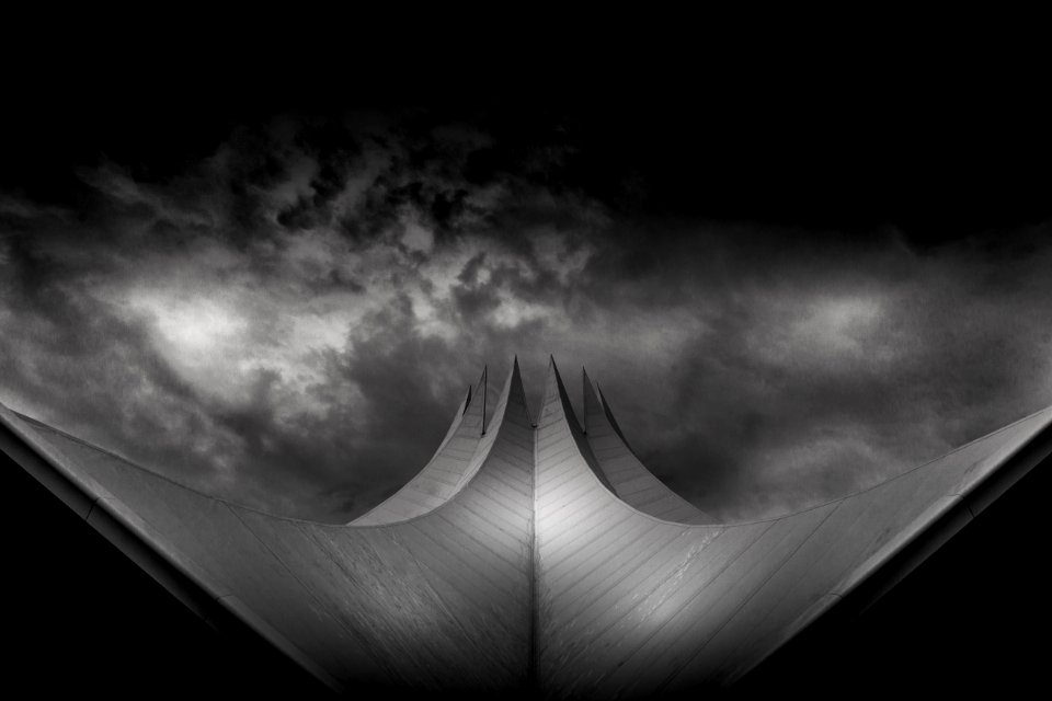 grayscale photo of architectural design