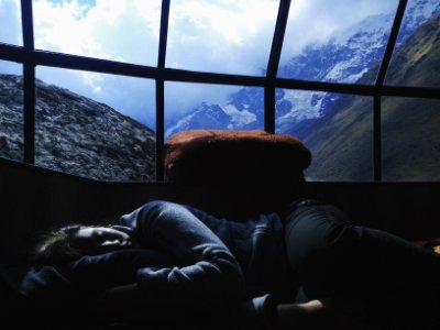 person sleeping near window photo