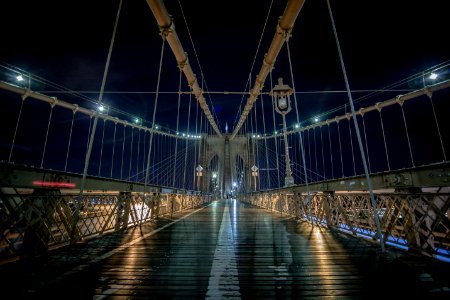 Brooklyn bridge during night time photo