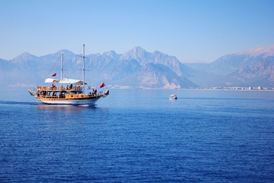 Sea view ship blue sky
