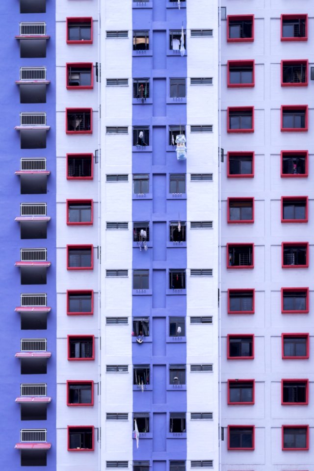 blue and white high-rise building