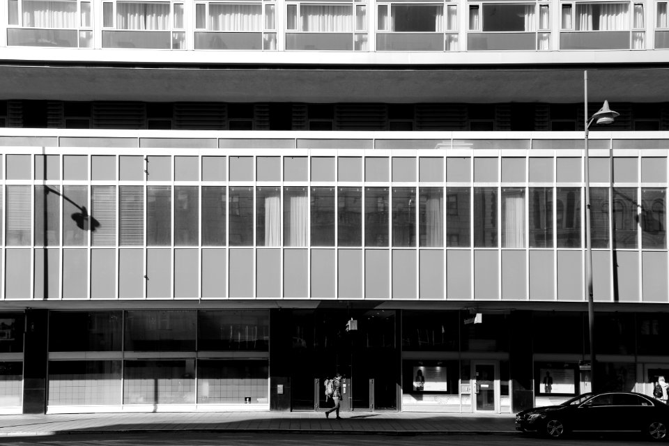 black car in front of building