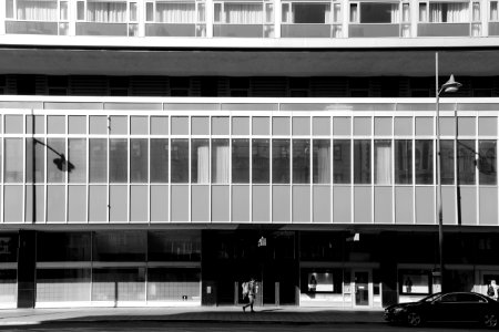 black car in front of building