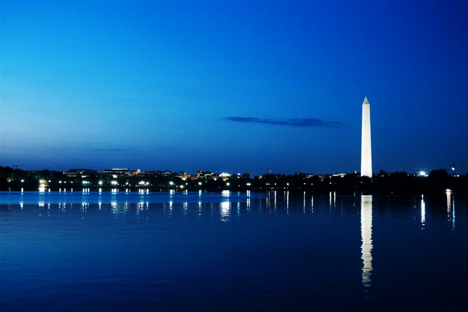 Reflection, Night, Washington monument