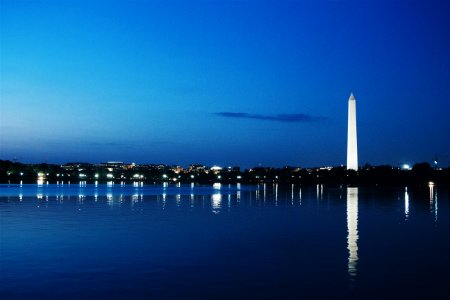 Reflection, Night, Washington monument photo