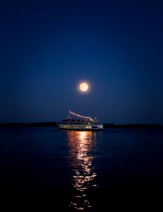 Night, Moon, Boat